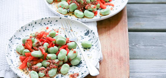 Recept van het Voedingscentrum: Tuinbonensalade met paprika