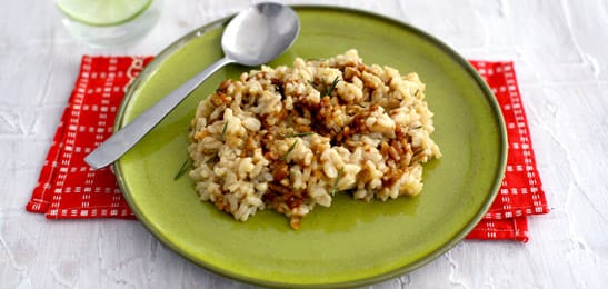 Recept van het Voedingscentrum: Balsamico-risotto met gegrilde courgette