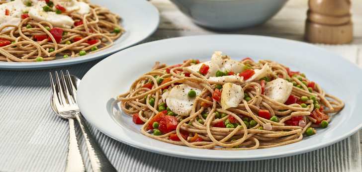 Recept van het Voedingscentrum: Spaghetti met kabeljauw en groente