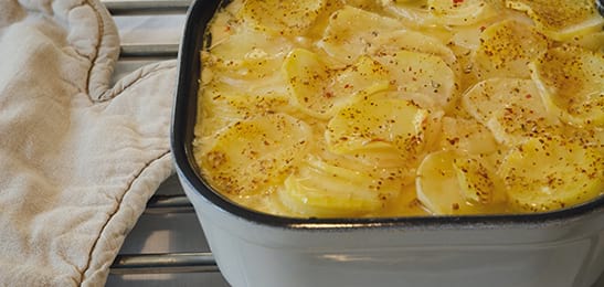 Recept van het Voedingscentrum: Knolselderij-aardappelgratin