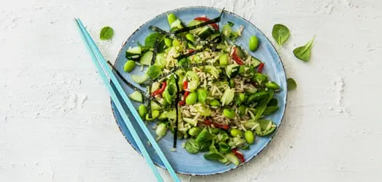 Recept van het Voedingscentrum: Rijstsalade met edamame en zeewier