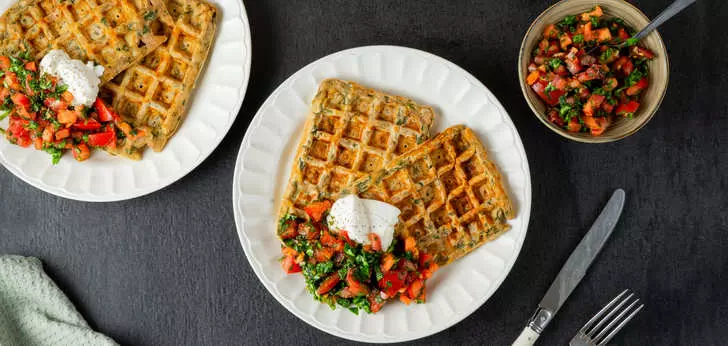 Afbeelding van Uitgelicht Recept: Hartige wafels met spinazie en kaas