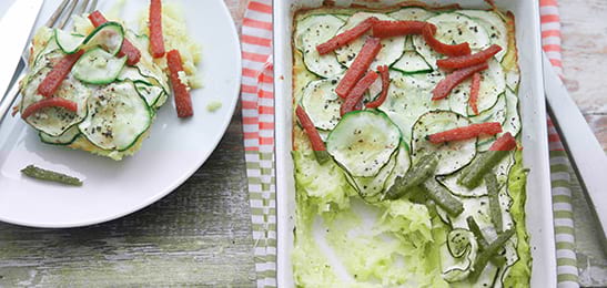 Recept van het Voedingscentrum: Röstischotel met courgette en spekjes