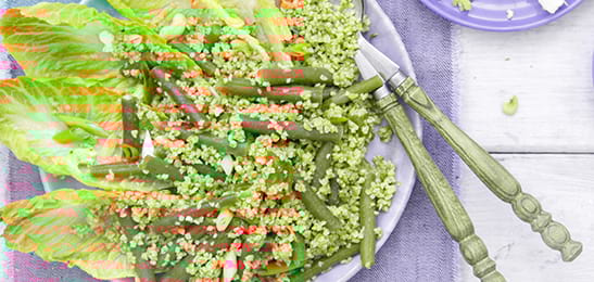 Recept van het Voedingscentrum: Bulgursalade met sperziebonen en cashewnoten