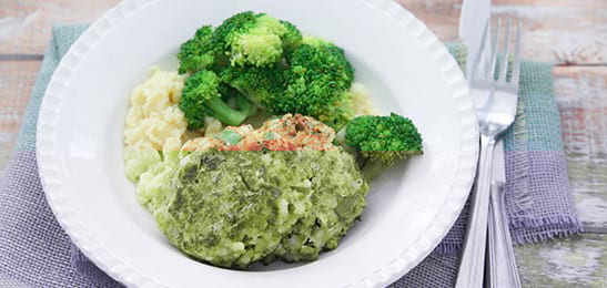 Recept van het Voedingscentrum: Visburgers met broccoli en aardappelpuree