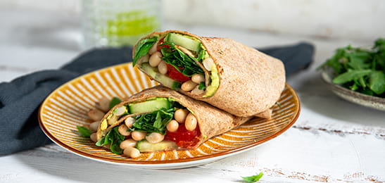Recept van het Voedingscentrum: Lunchwrap met witte bonen en avocado
