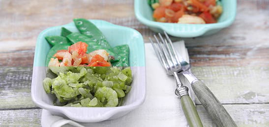 Recept van het Voedingscentrum: Garnalensalade met peultjes