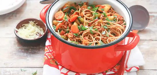 Recept van het Voedingscentrum: Spaghetti met gehakt-tomatensaus
