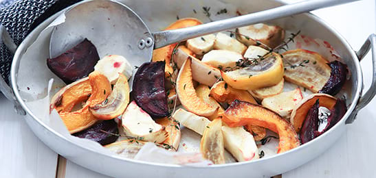 Recept van het Voedingscentrum: Zoete pastinaak, bietjes en pompoen