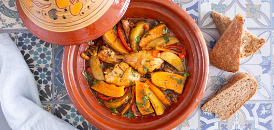 Recept van het Voedingscentrum: Tajine met kip en pompoen