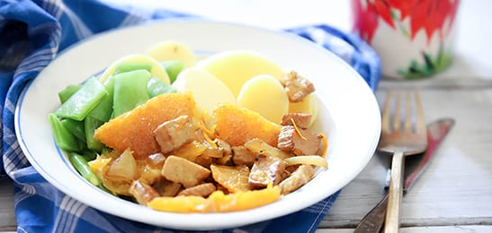 Recept van het Voedingscentrum: Zoete stoofpot met snijbonen en aardappel