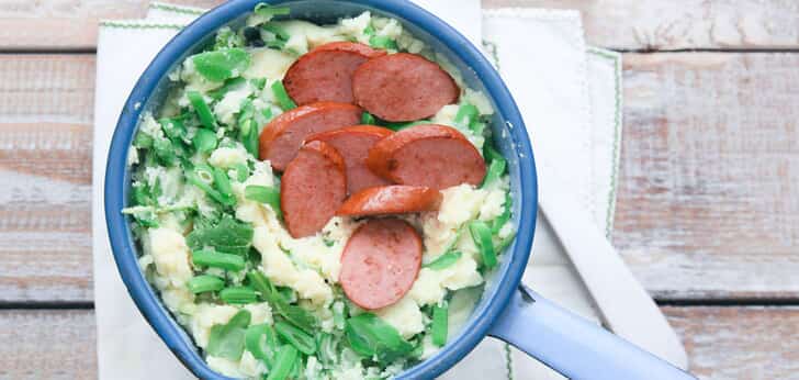 Recept van het Voedingscentrum: Snijbonenstamppot met worst