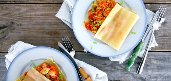 Recept van het Voedingscentrum: Open lasagne gevuld met tonijn en tomaat